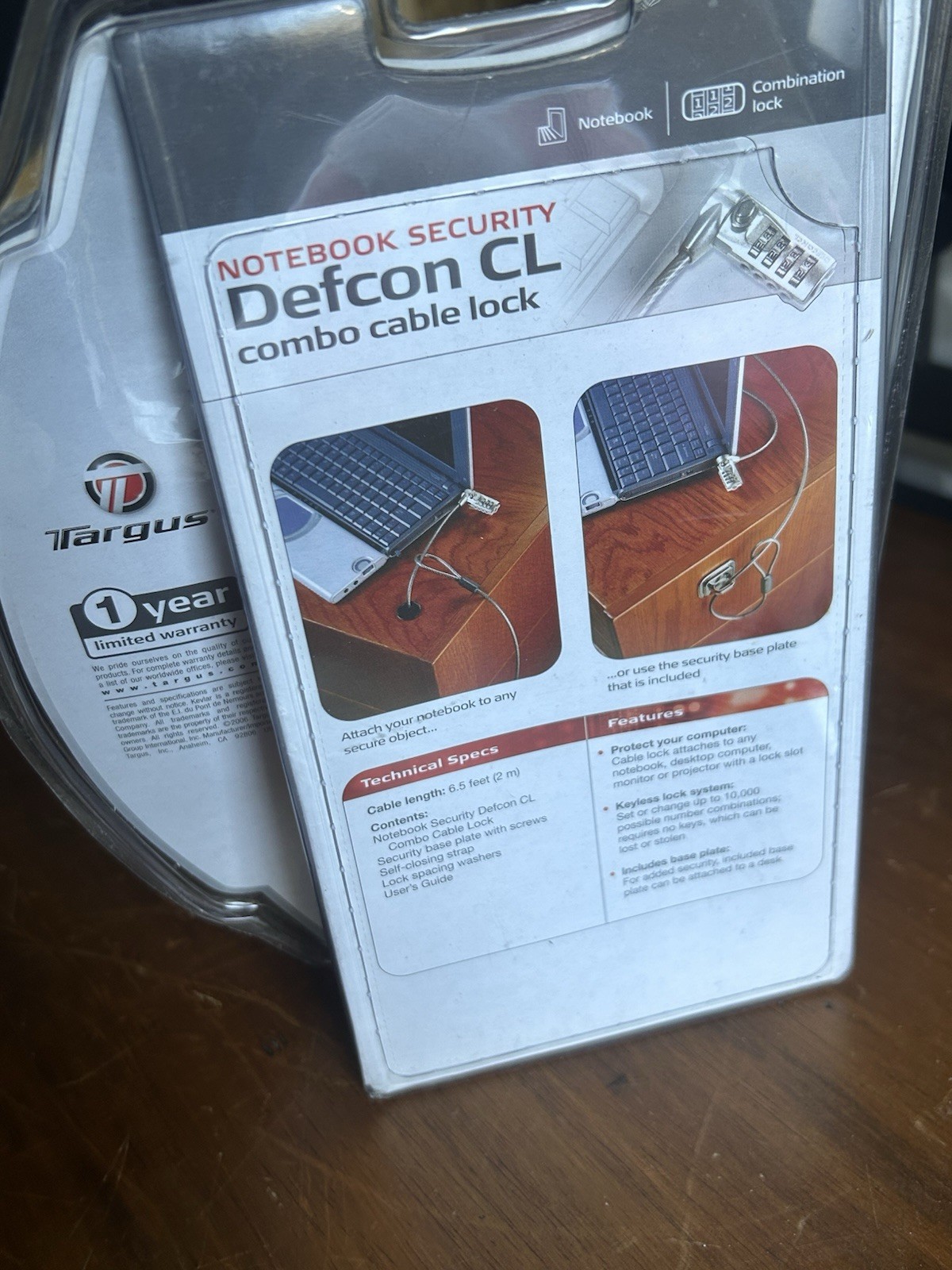 Targus Defcon CL Notebook Combo Cable Lock Laptop Security Lock New