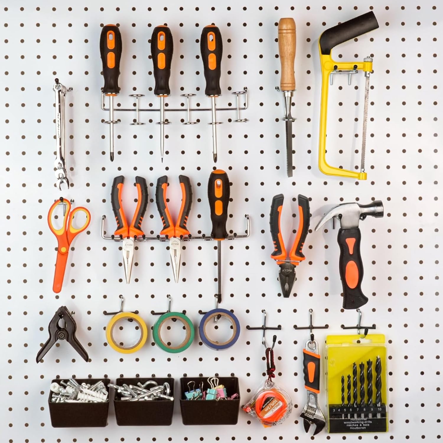 120PCS Pegboard Accessories Organizer Kit, Peg Board Hooks Assortment with Bins