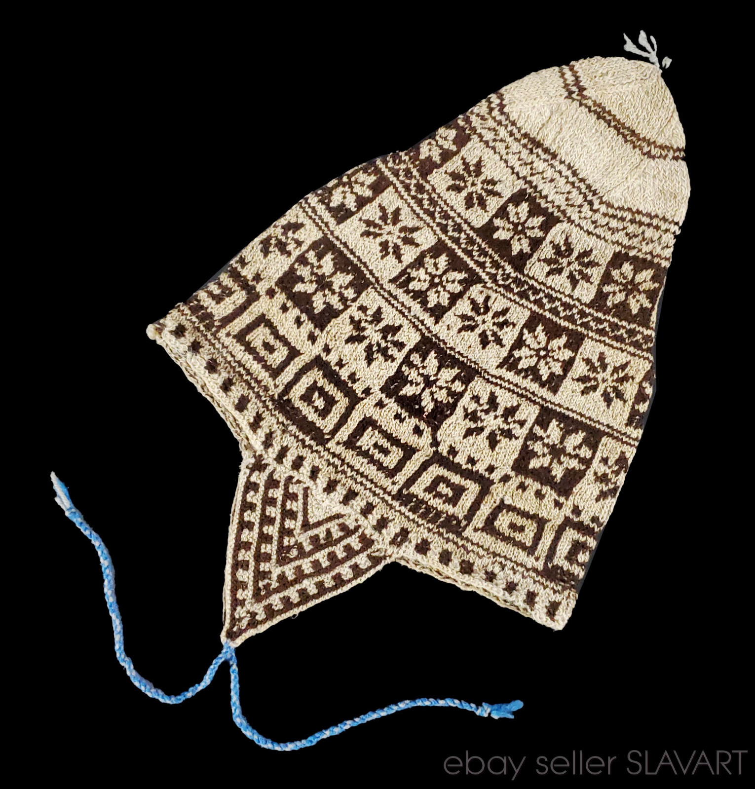 Vintage handmade ethnic hat Peru flap traditional folk art costume Latin America