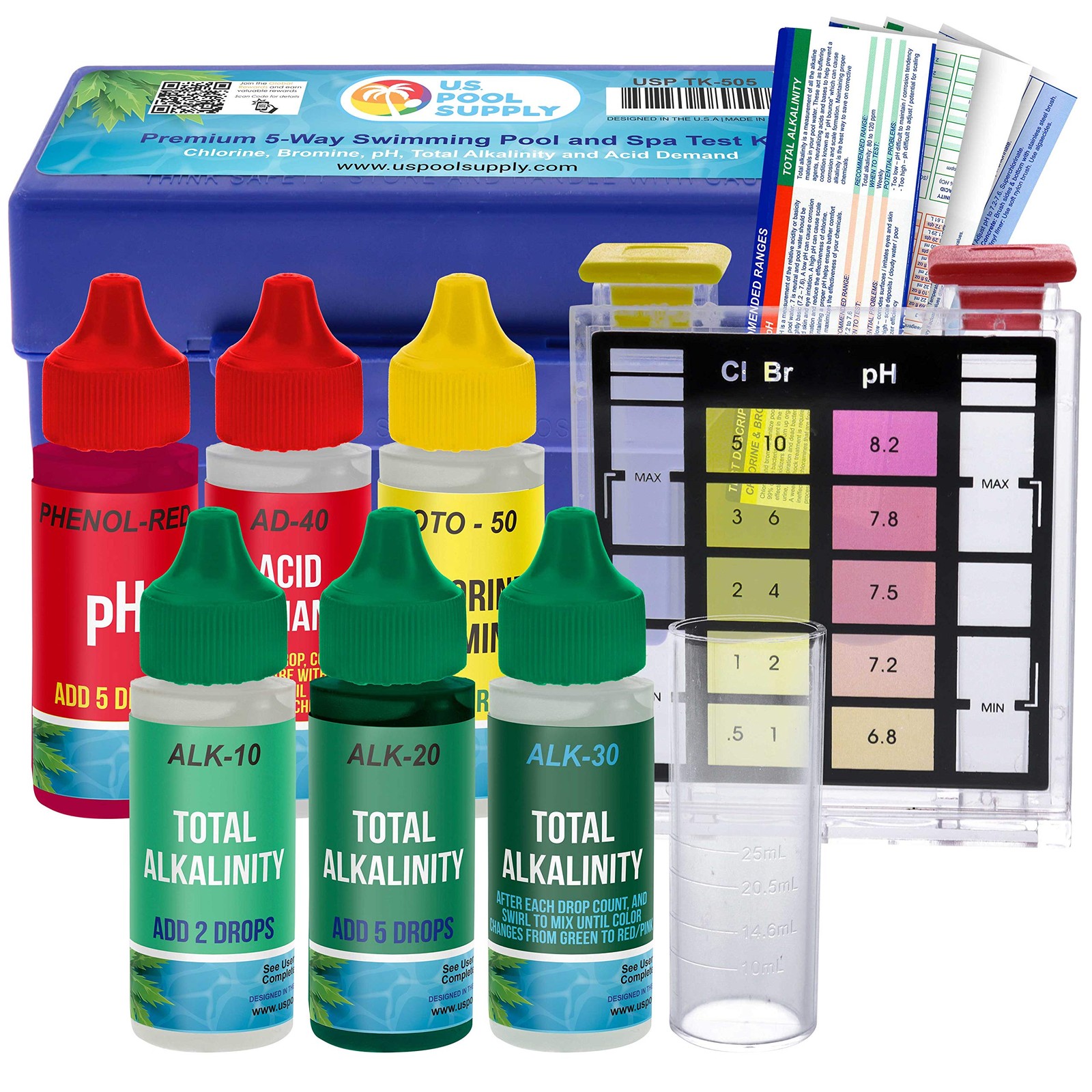 U.S. Pool Supply 5-in-1 Test Kit - Water Testing Kit, Accurate...