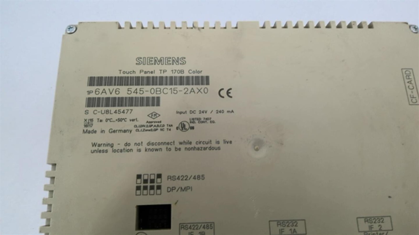Siemens 6AV6 545-0BC15-2AX0 Touch Panel 170B Color