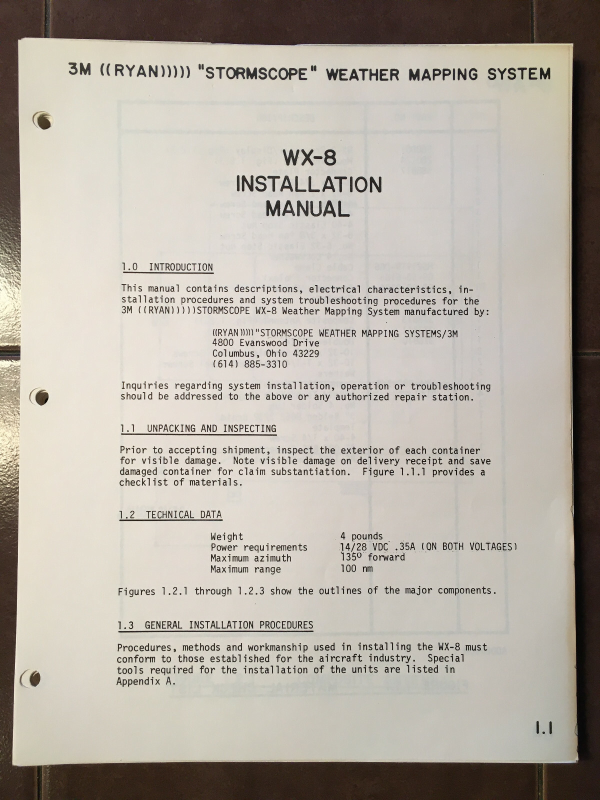 3M Ryan Stormscope WX-8 Install Manual