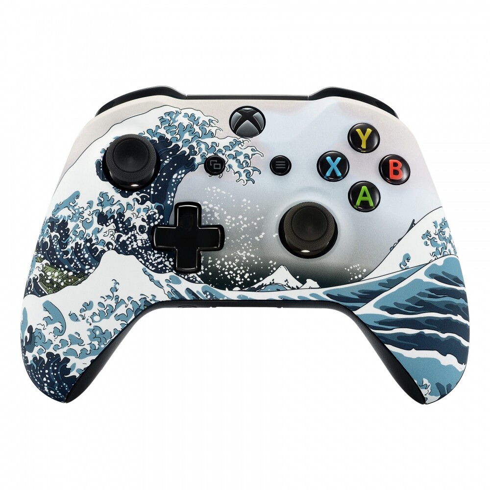 The Great Wave Soft Touch Repair Mod Faceplate Shell for Xbox One X S Controller