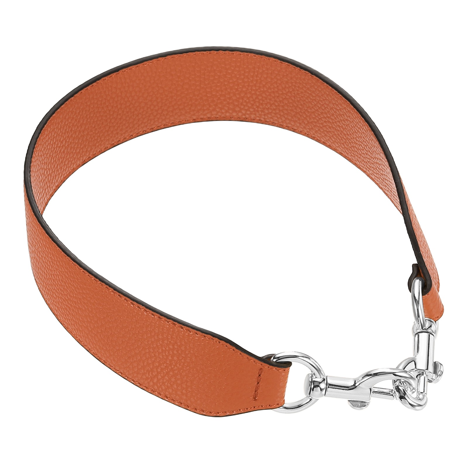 22.83" PU Leather Short Bag Strap with Clasp, Orange, Silver Buckle