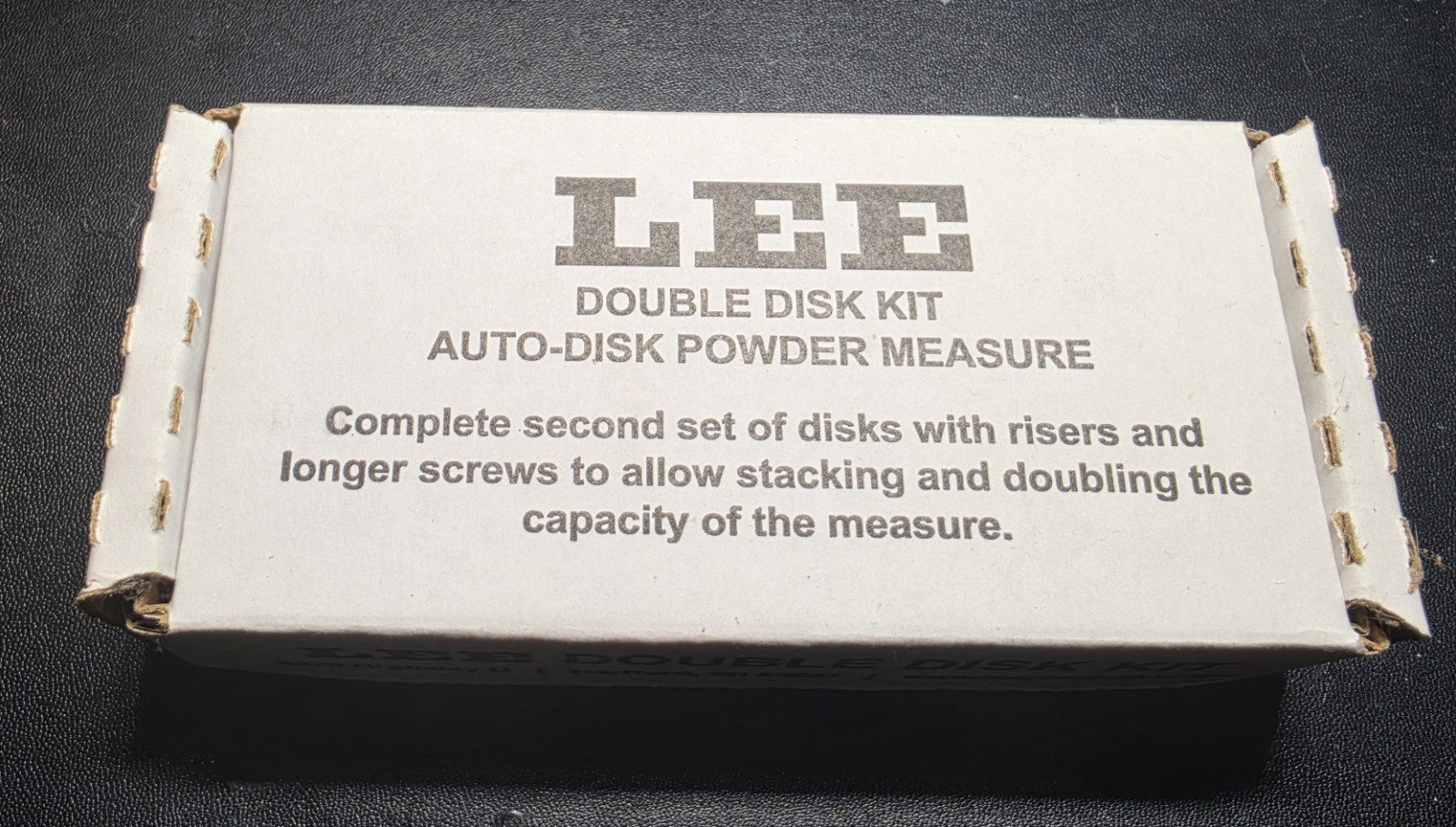 LEE Double Disk Kit Auto-Disk Powder Measure 90195 w/ Box Risers Screws Disks