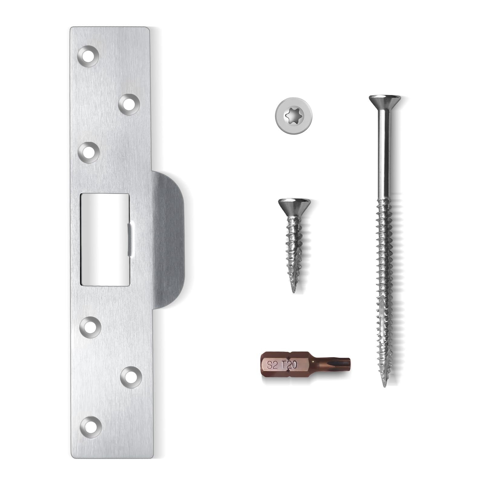 MOSECYOU Extra-Long Door Strike Plate 7", Extended 1 Pack, Satin Nickel