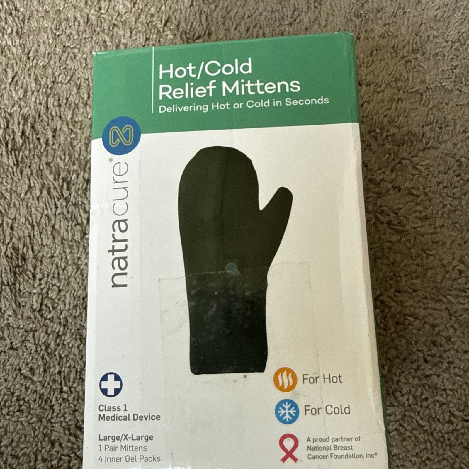 NatraCure Hot/Cold Relief Mittens - Large/XL - (for Sore, Aching Hands...)
