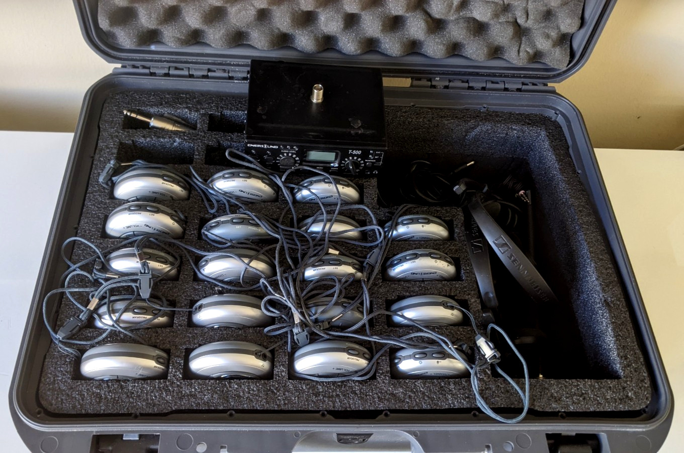 Enersound 19 Person Wireless Receiver R-120 System with T-500, Headphones, Case