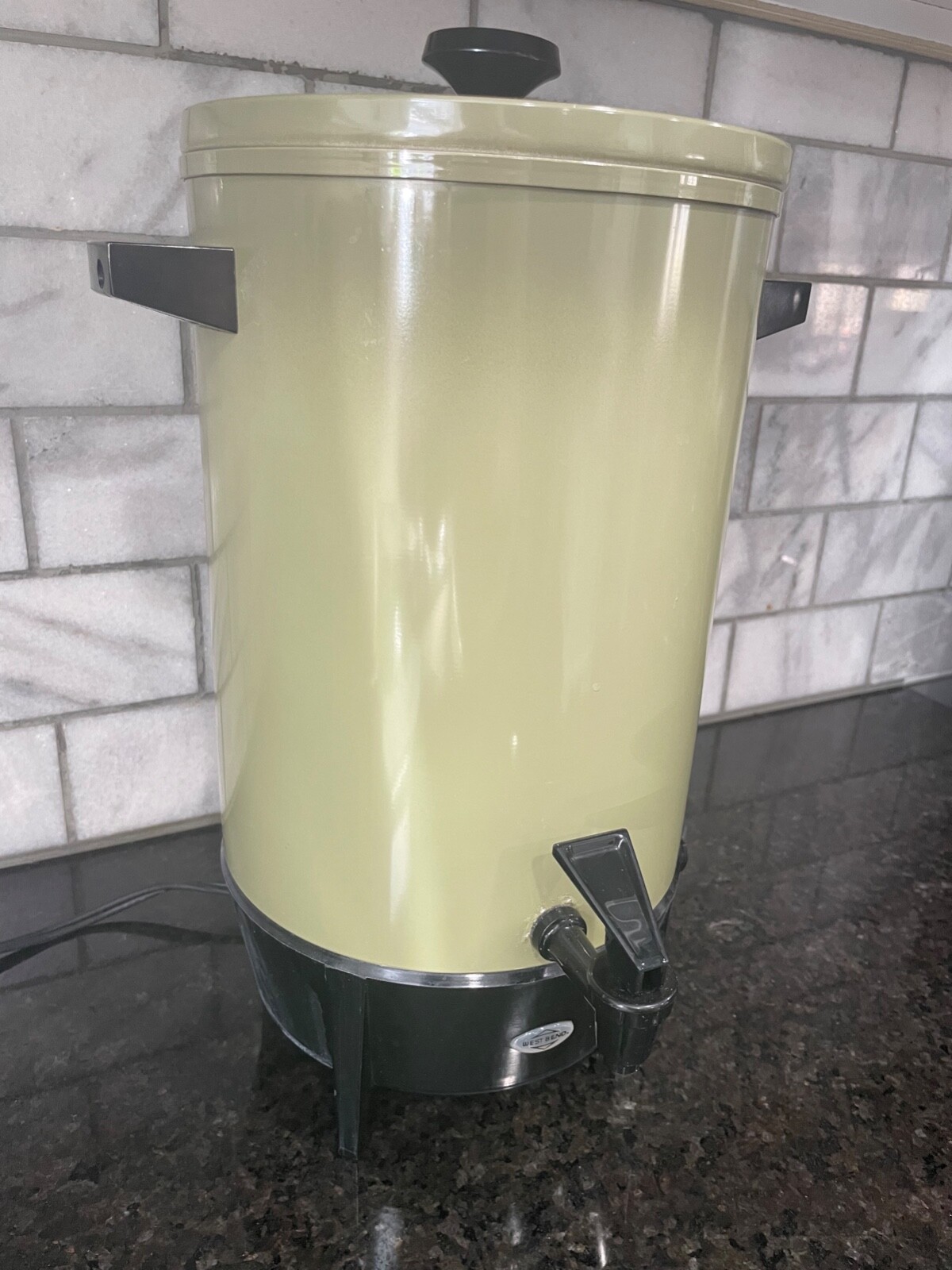 Vintage Avocado Party Percolator 30 Cup Coffee Pot w/ Original Box/instructions