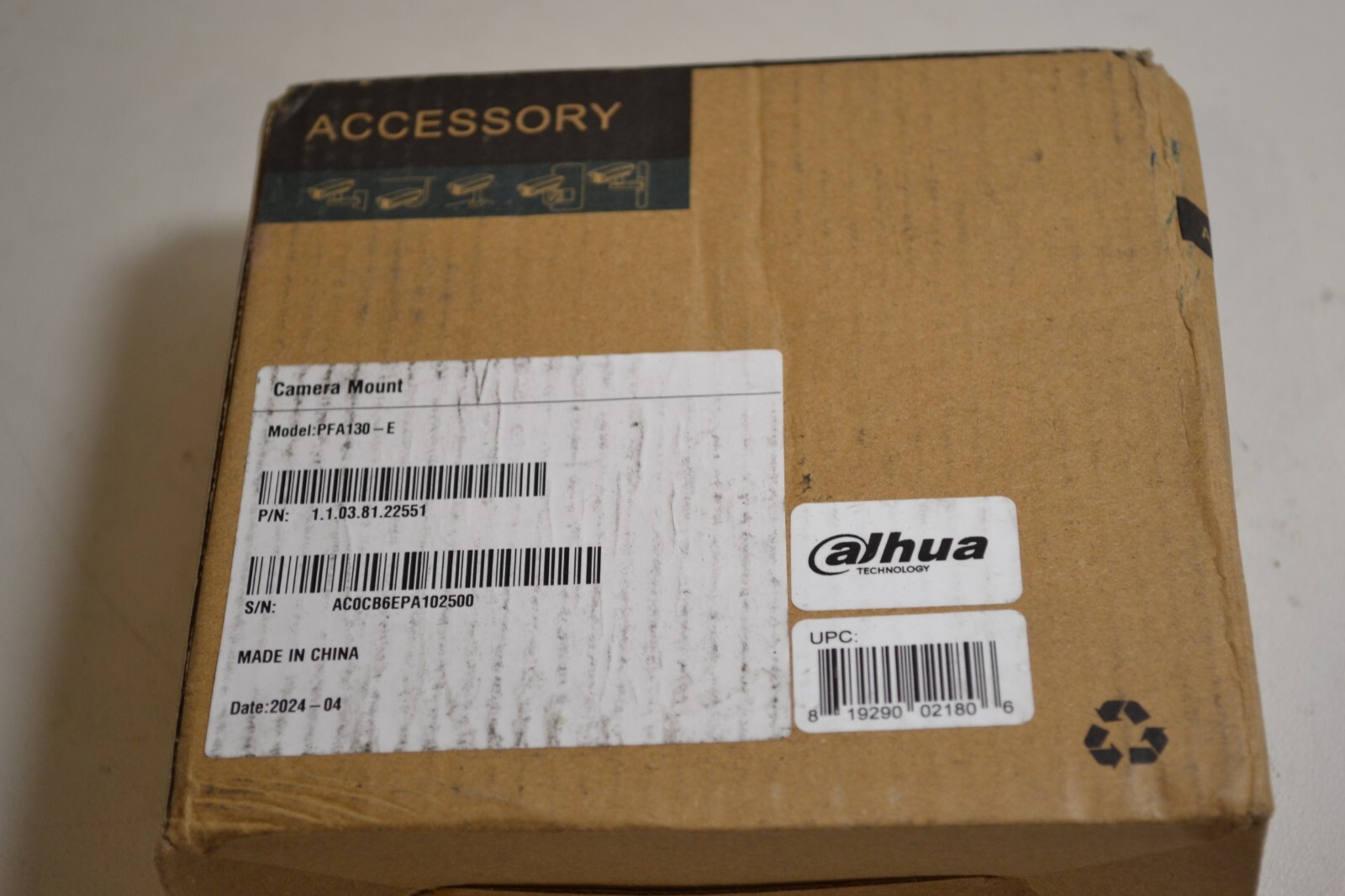 DAHUA WHITE Camera Mount SECURITY DOME CAMERA JUNCTION BOX PFA130-E
