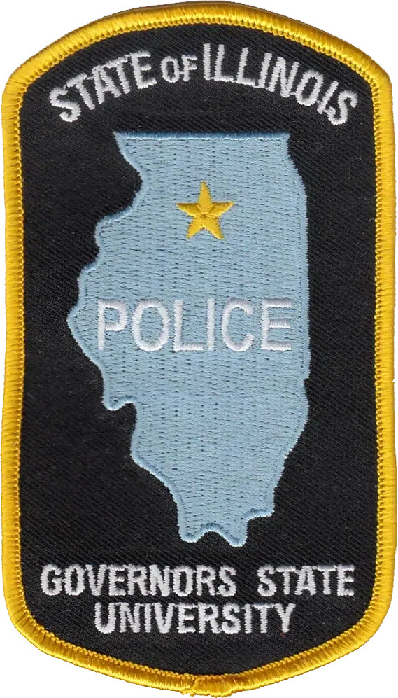 GOVERNORS STATE UNIVERSITY (GSU) POLICE SHOULDER PATCH: Standard Blue / Gold