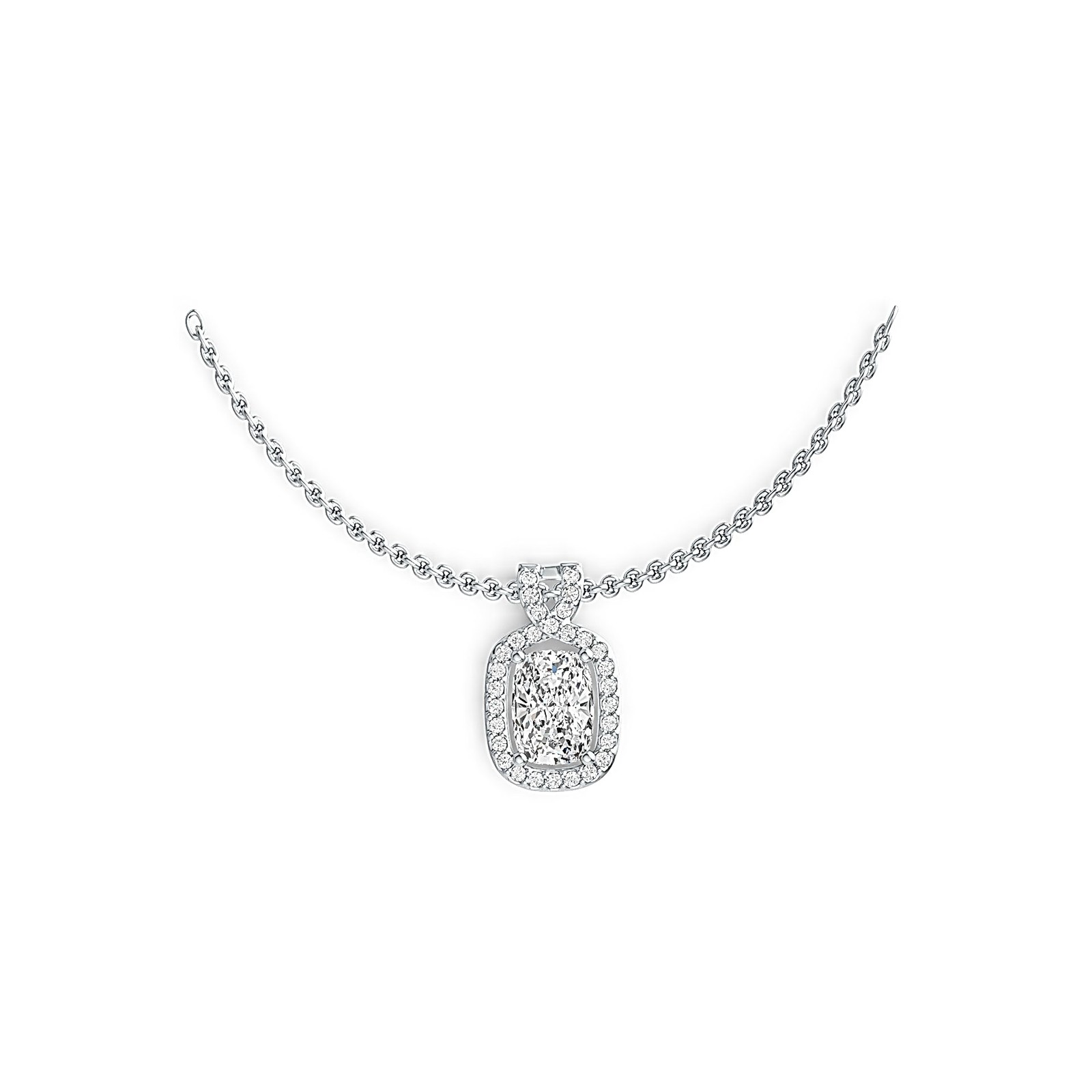 Sterling Silver Semi Mount Pendant Setting Cushion CU 7X5mm Halo