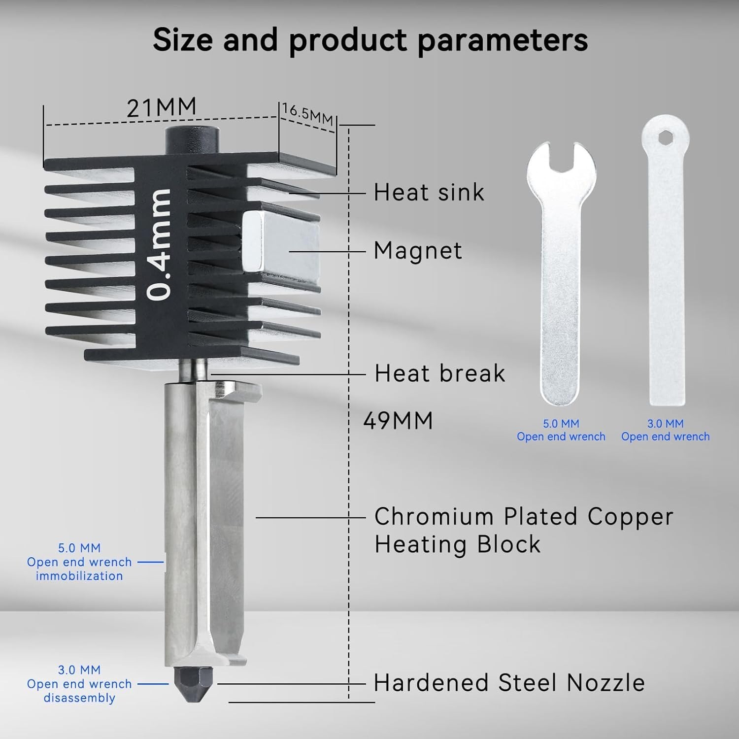 3D Printer Hotend for Bambu Lab A1 Mini 0.4mm a1 Extrusion Head, Removable Ha...