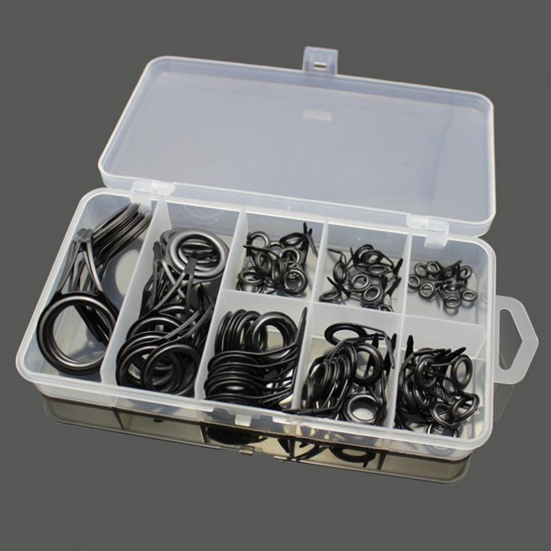 8 Size 75pcs Fishing Rod Guide Stainless Steel Kits for Lure Fishing Rod w/ Box