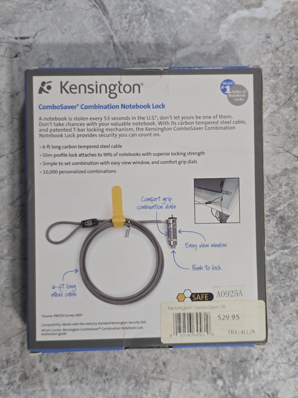 Kensington ComboSaver Combination Portable Notebook Lock New