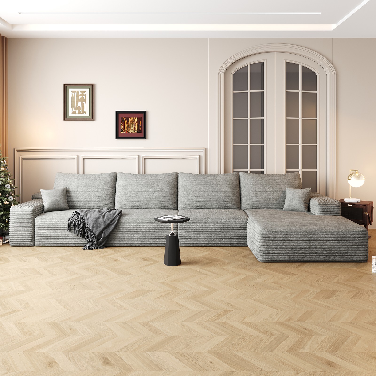 135" Cloud Sectional Couch with L-Shape Chaise,Modern Modular Sofa with Deep S