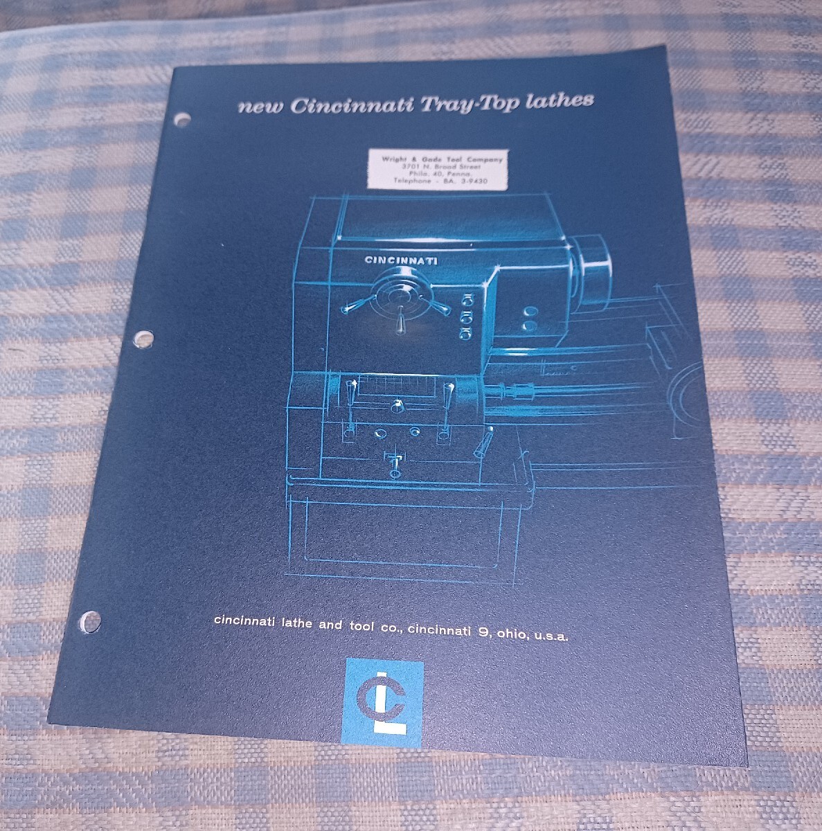 1958 VTG CINCINNATI LATHE & TOOL CO company TRAY TOP LATHES SALES CATALOG BOOK !