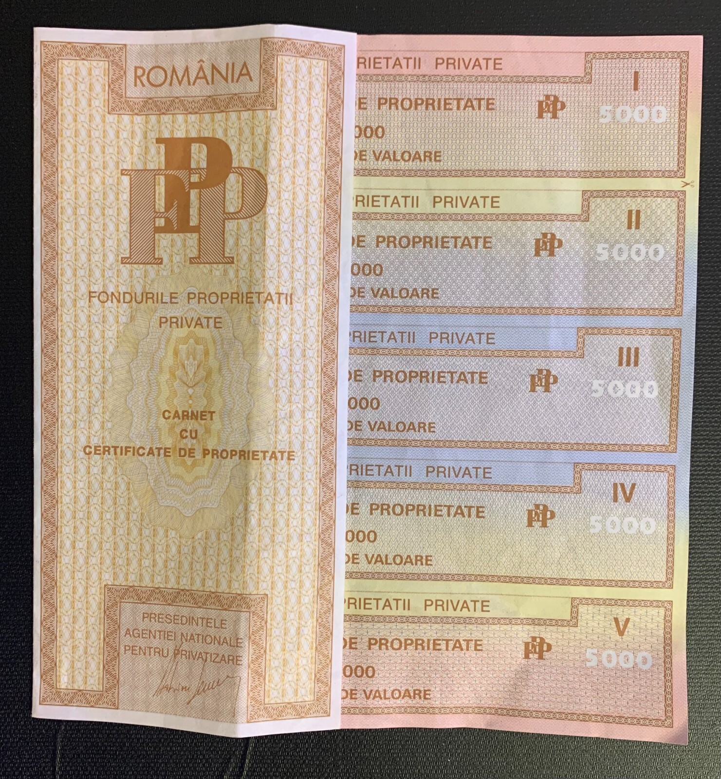 Romania - Certificate De Proprietate - Uncut Sheet - 5000 denomination