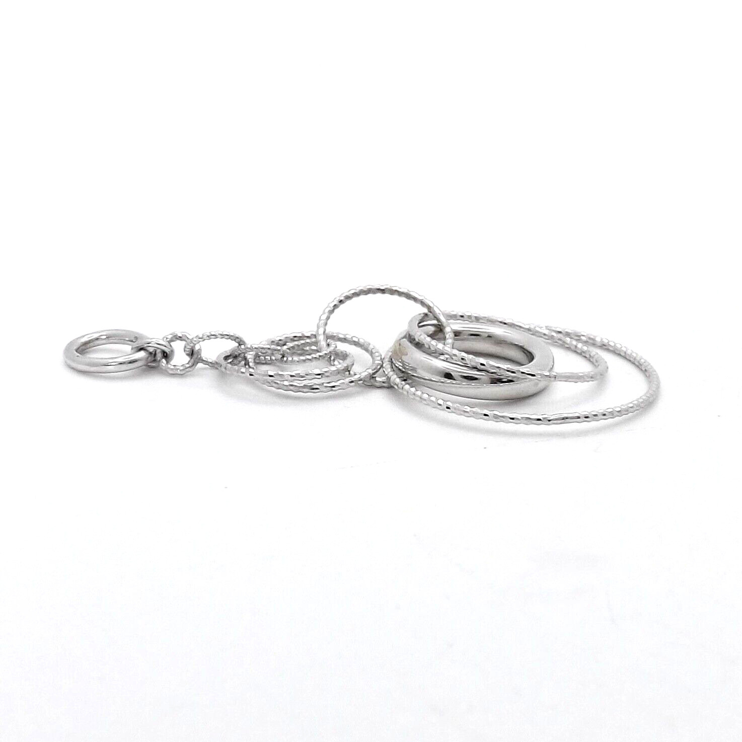 Solid 18k White Gold Circles Dangles Charm Pendant Setting Sparkling Whimsical