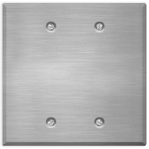 2-Gang Oversized Stainless Steel Blank Wall Plate – 5.5" x 5.5" Jumbo Outlet Cov