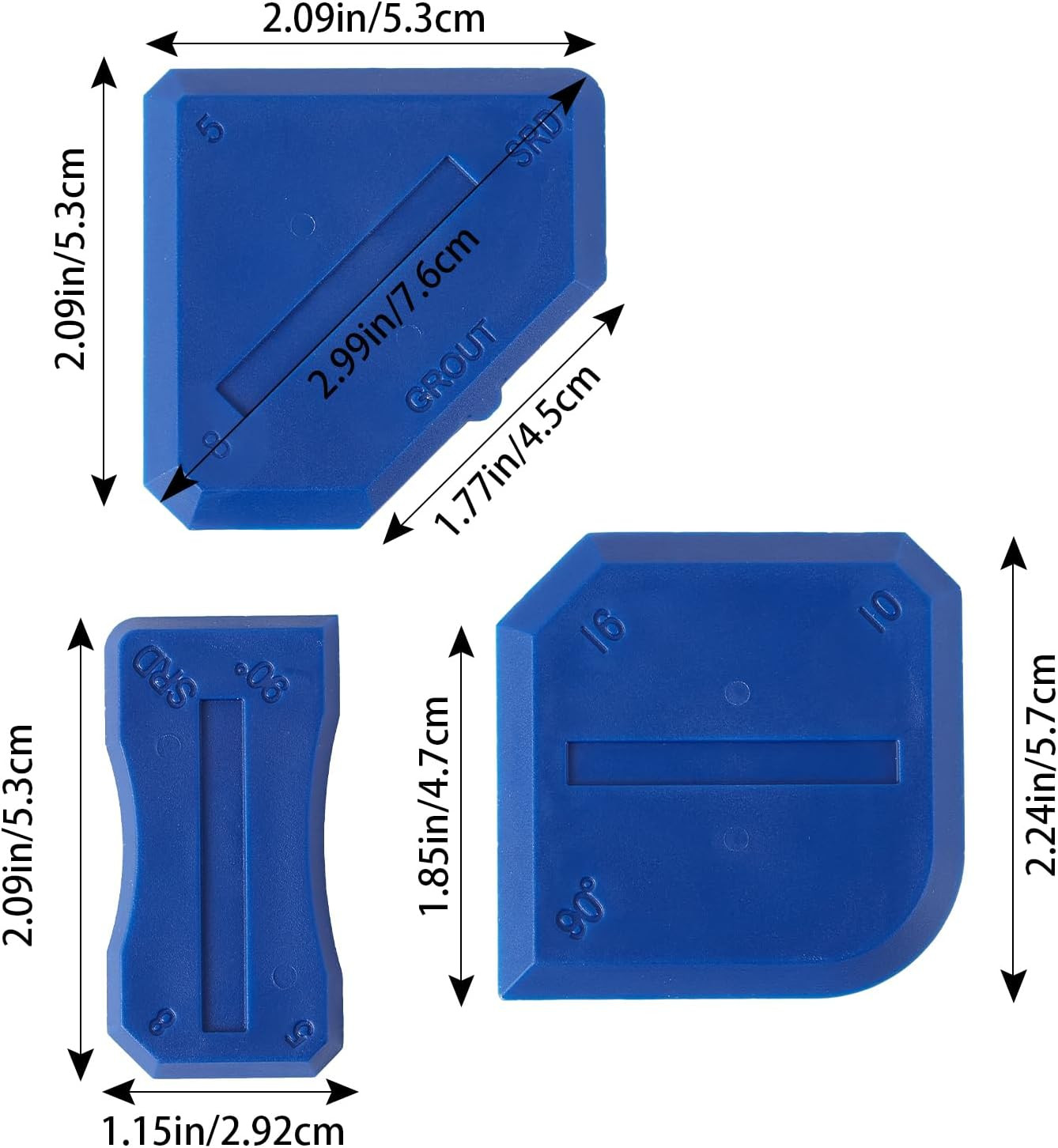Silicone Caulking Tools Set, 3 Pieces, Blue Caulk Finishing Tool Kit