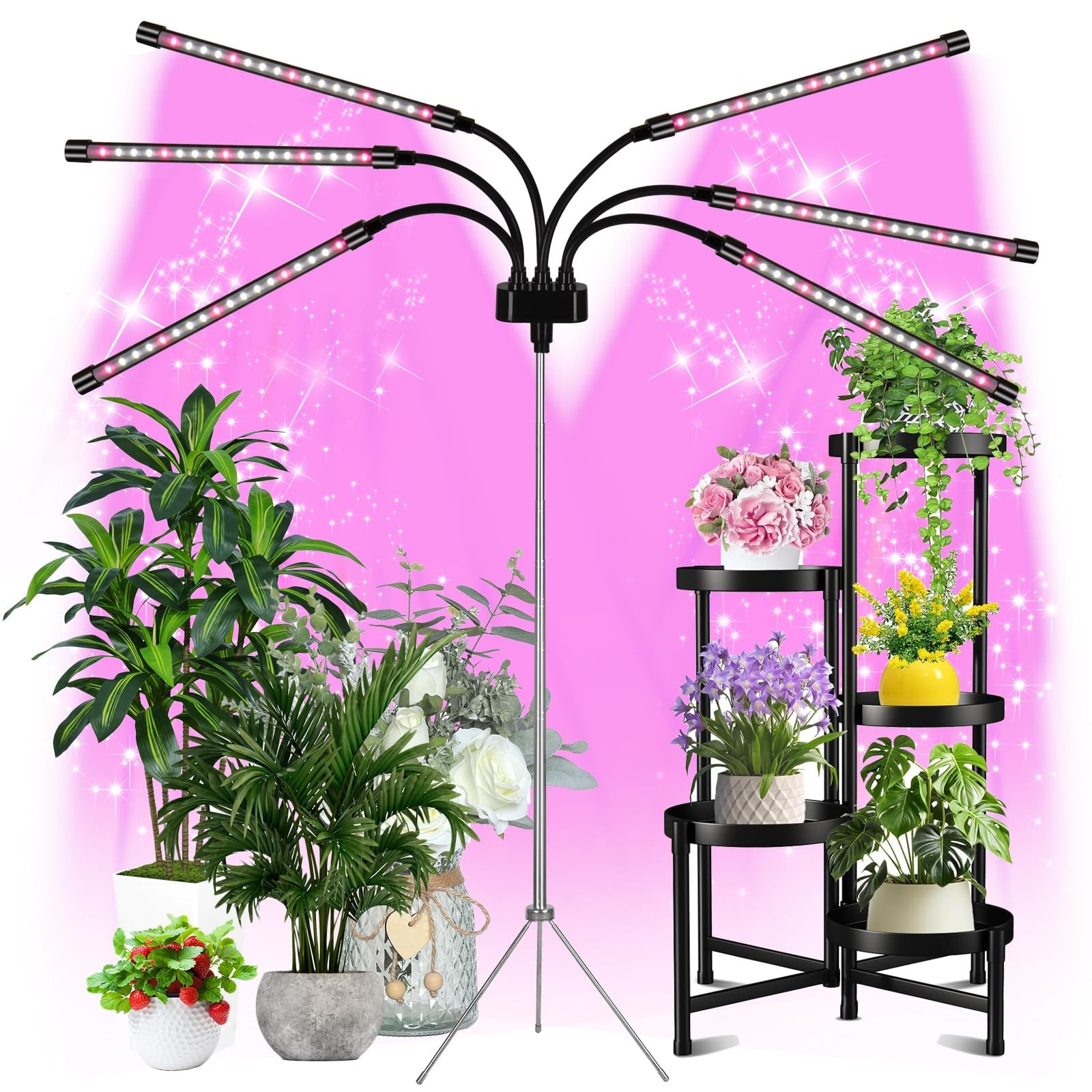 Grow Lights for Indoor Plants, LED Grow Light Stand, Red White Full Spectrum ...