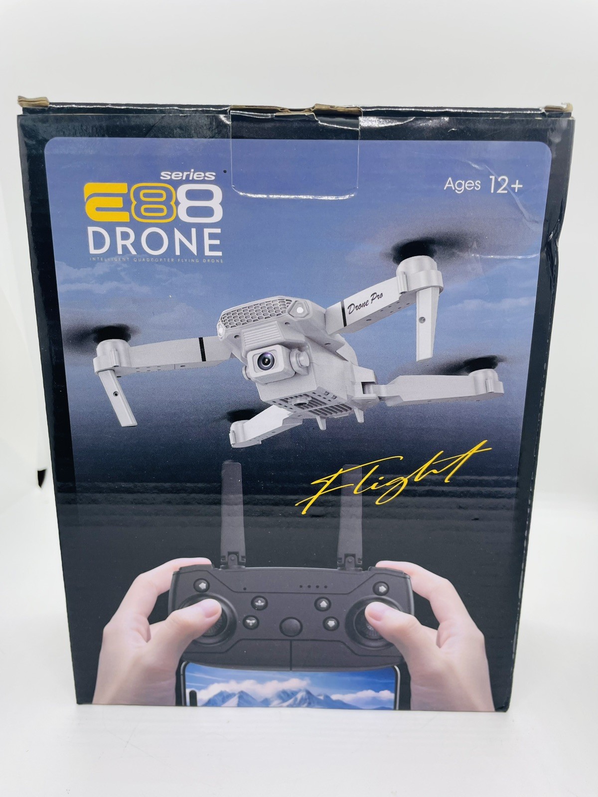 Series E88 Gray Flight Drone Foldable Dual Camera Photo & Video LED Light