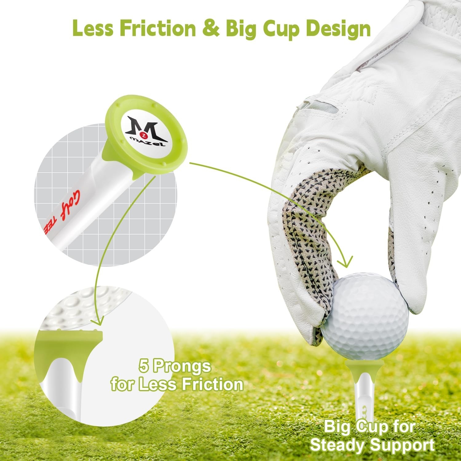 MAZEL Plastic Golf Tees 8 Pack｜Excellent Durability and Stability Plastic