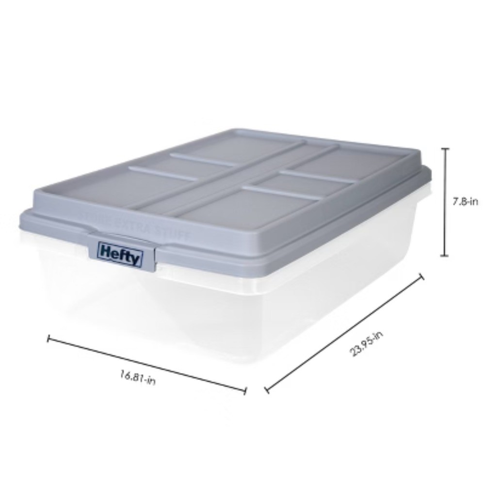 40qt Clear Plastic Storage Bin with Gray HI-RISE Stackable Lid: Snap Closure