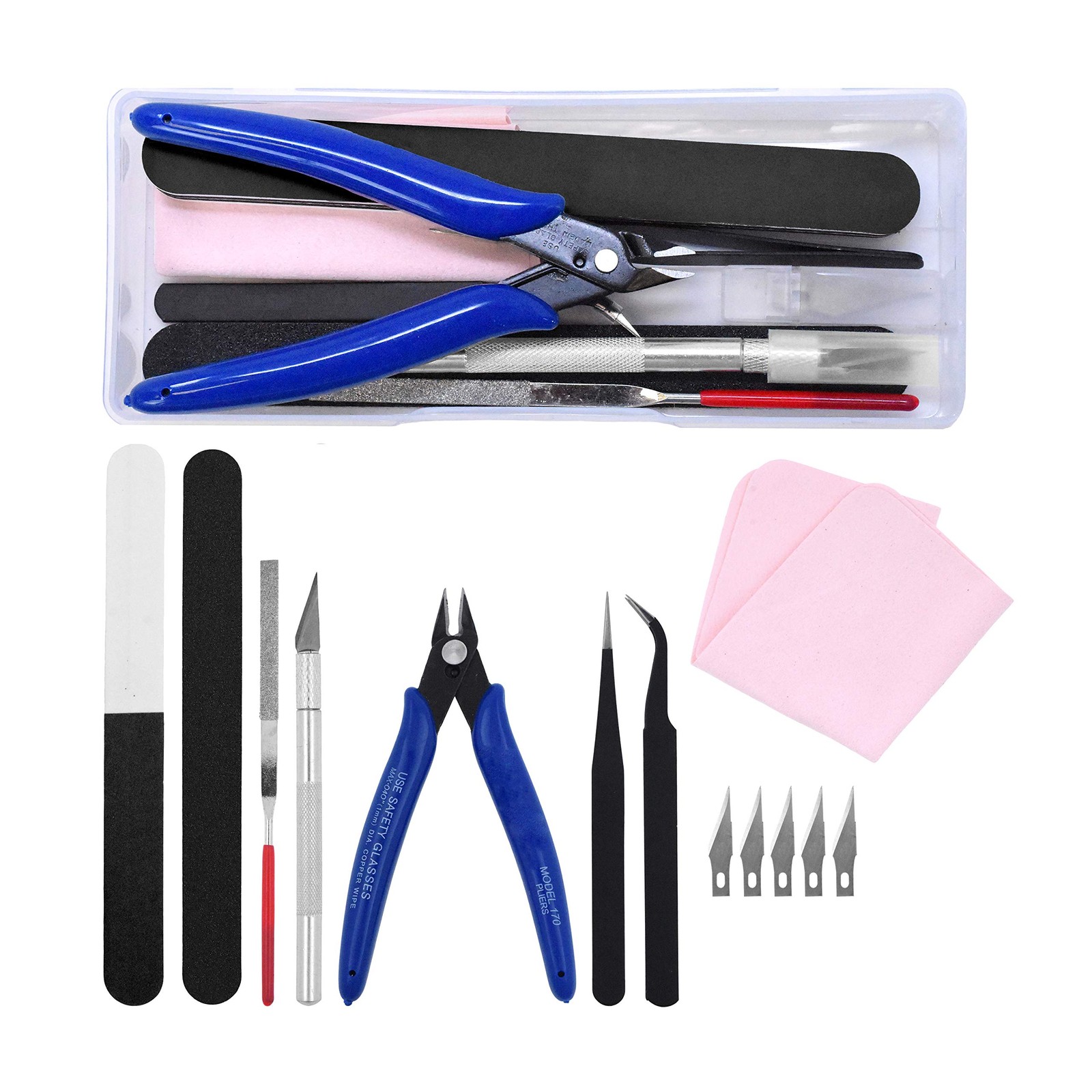 13 PCS Plastic Model Tools Sets with Hobby Clippers, Tweezers, Files, Knife  ...