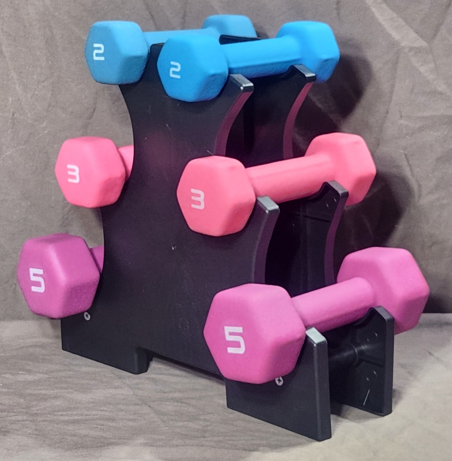 Set Neoprene Dumbbells W/Stand, Includes (2) x 2 lb., (2) x 3 lb., & (2) x 5 lb.