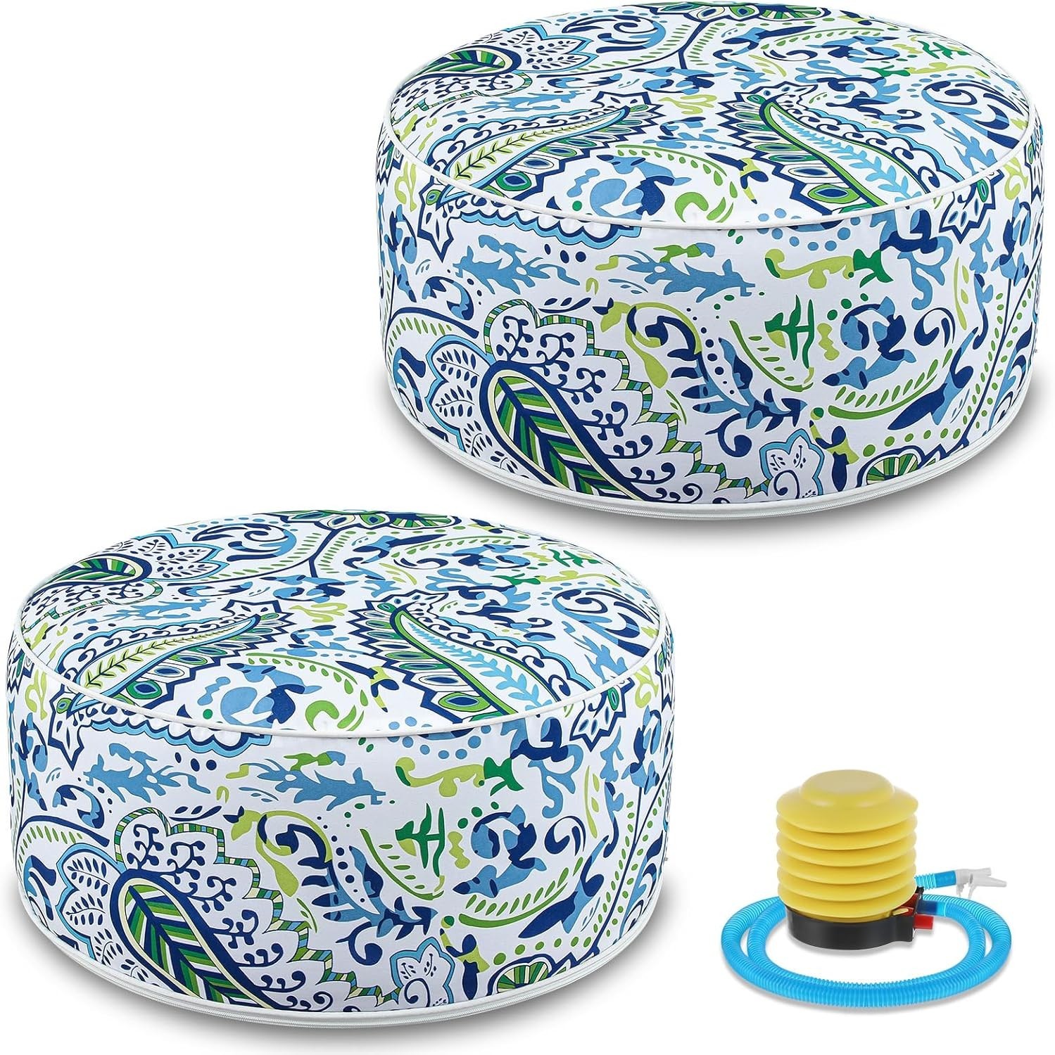 Outdoor Inflatable Ottoman Waterproof Pouf Ottoman W/ Handle Water Repellent