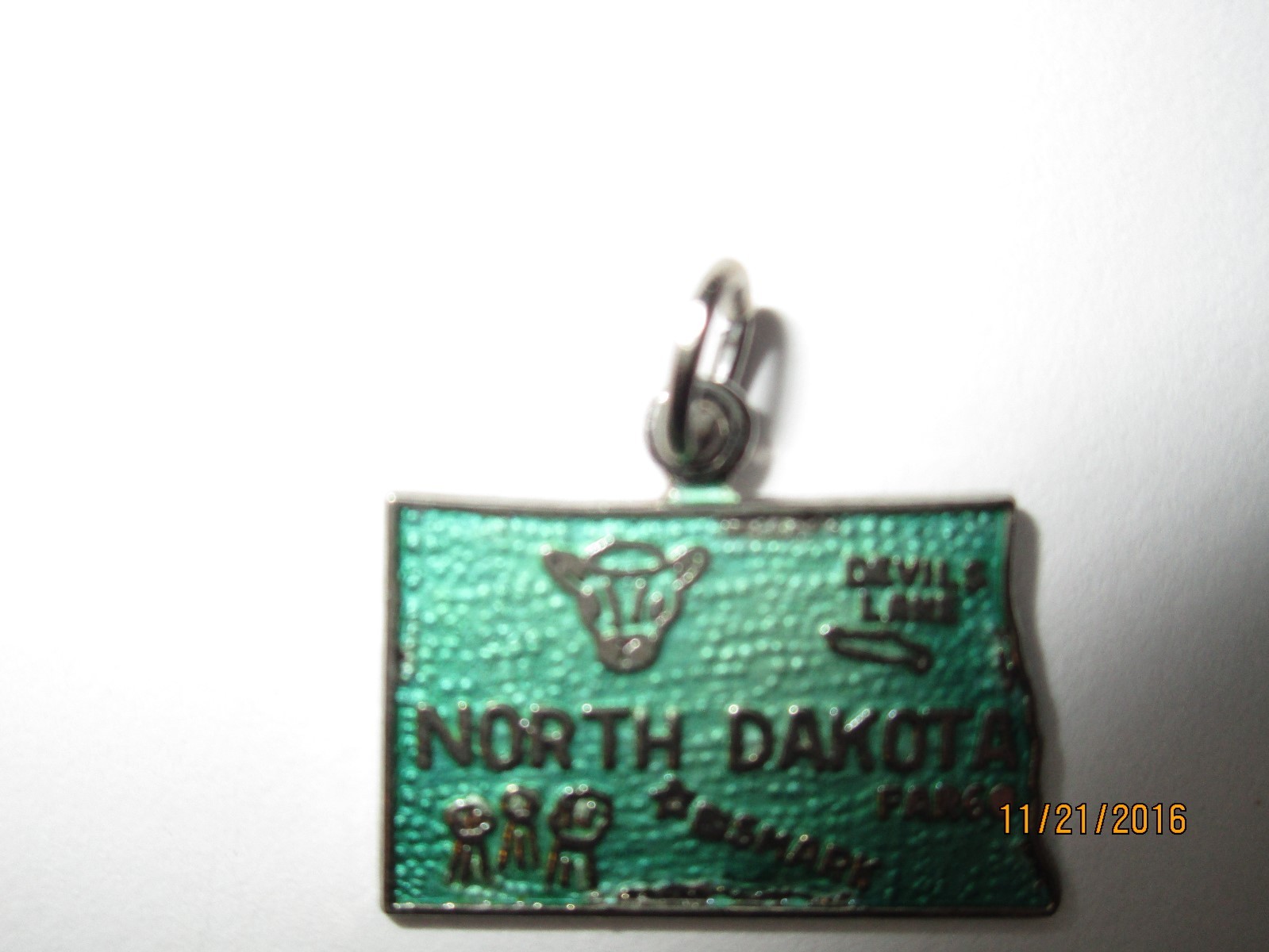 Sterling Silver Charm State Travel Souvenir 60000 north dakota enamel