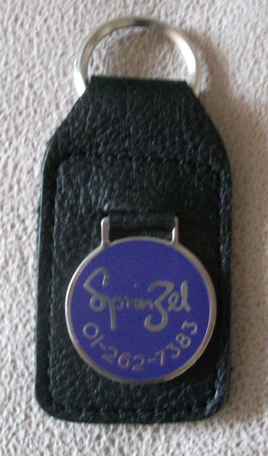 John Sprinzel Metal Enamelled Leather Key Fob Key Ring New