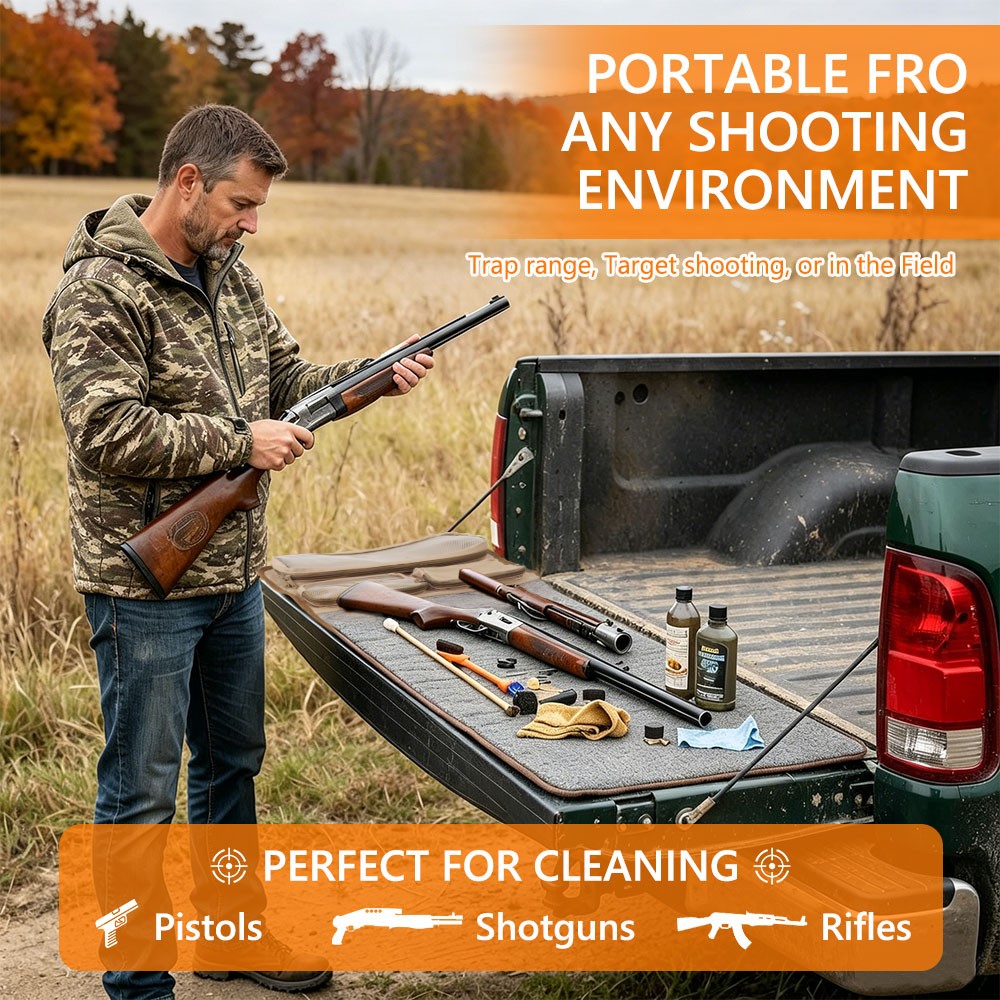 Large Gun Cleaning Mat Portable Foldable Shooting Pad with Tool Storage Pocket