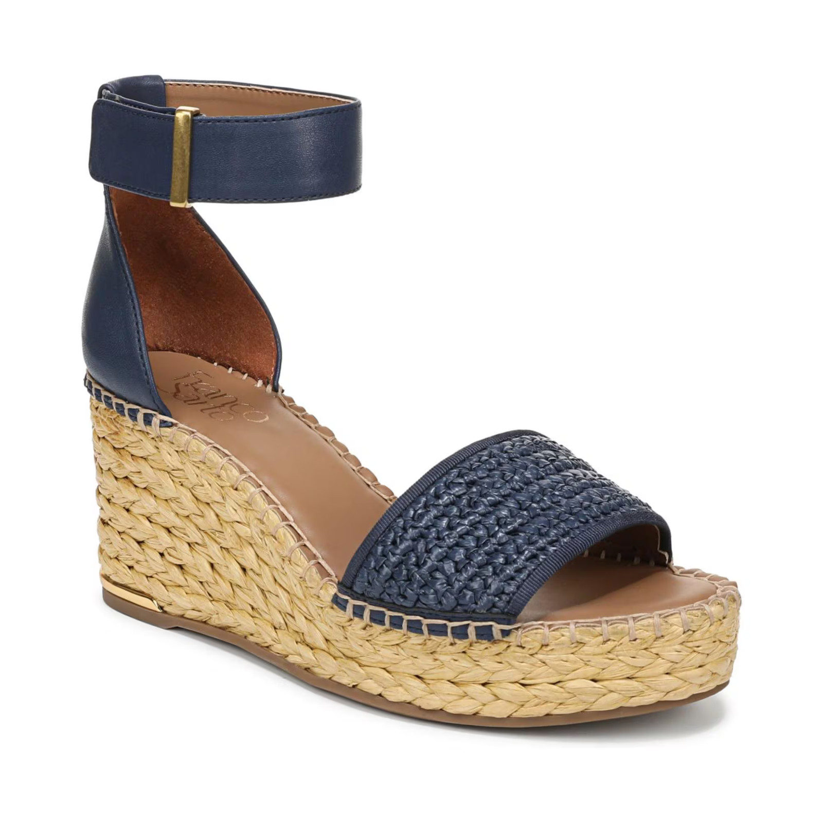 Women's Franco Sarto Clemens Espadrille Wedge Sandals Navy Raffia