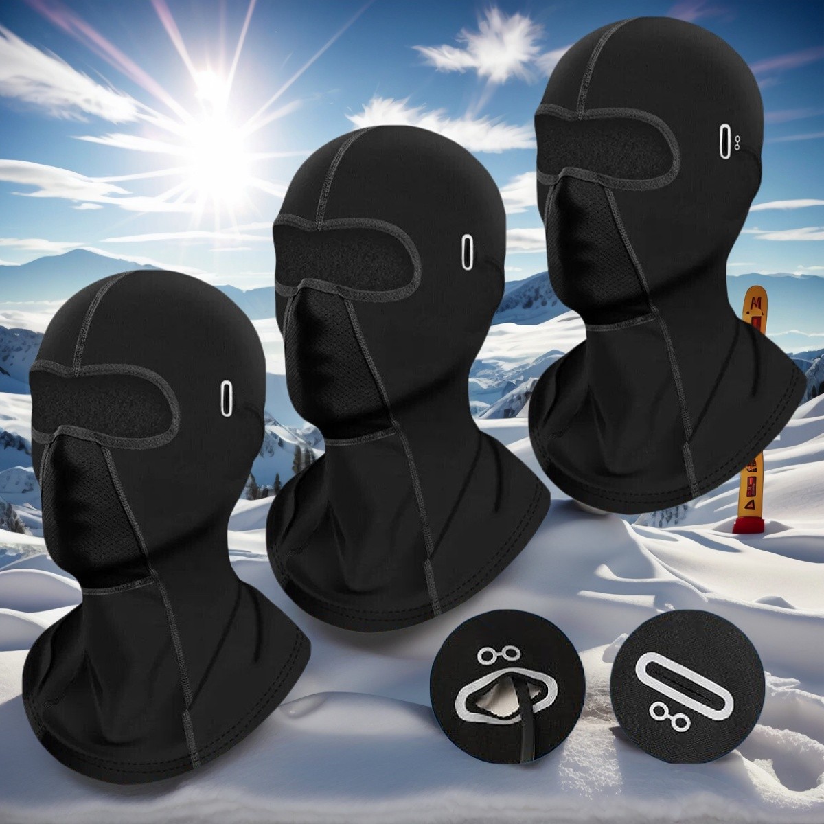 3Pcs Winter Unisex Balaclava Full Face Mask Outdoor Windproof Thermal Facepiece