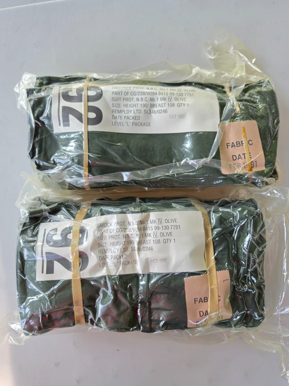 British Military N.B.C Chemical Suit - Smock And Trousers - NIP Oct. 1992
