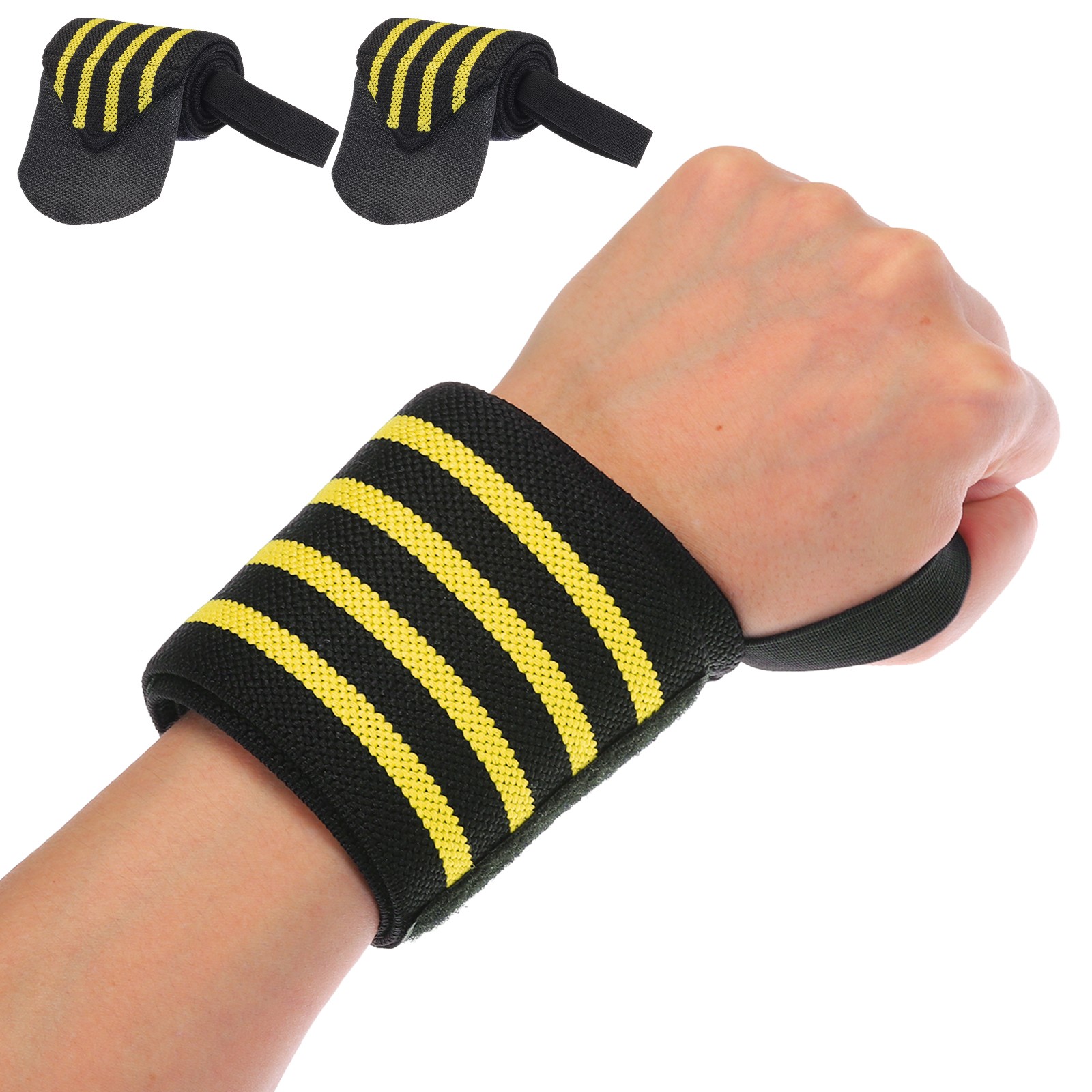 2 Pcs Wrist Brace, Lifting Wrist Wraps Gym Strap for Men Women, Yellow