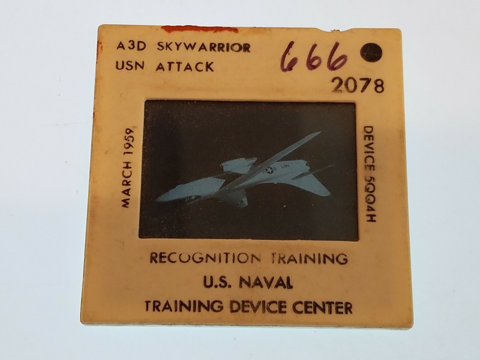 0666 PHOTO GLASS SLIDE PLANE/SHIP Military A3D SKYWARRIOR USN ATTACK 1959 2078