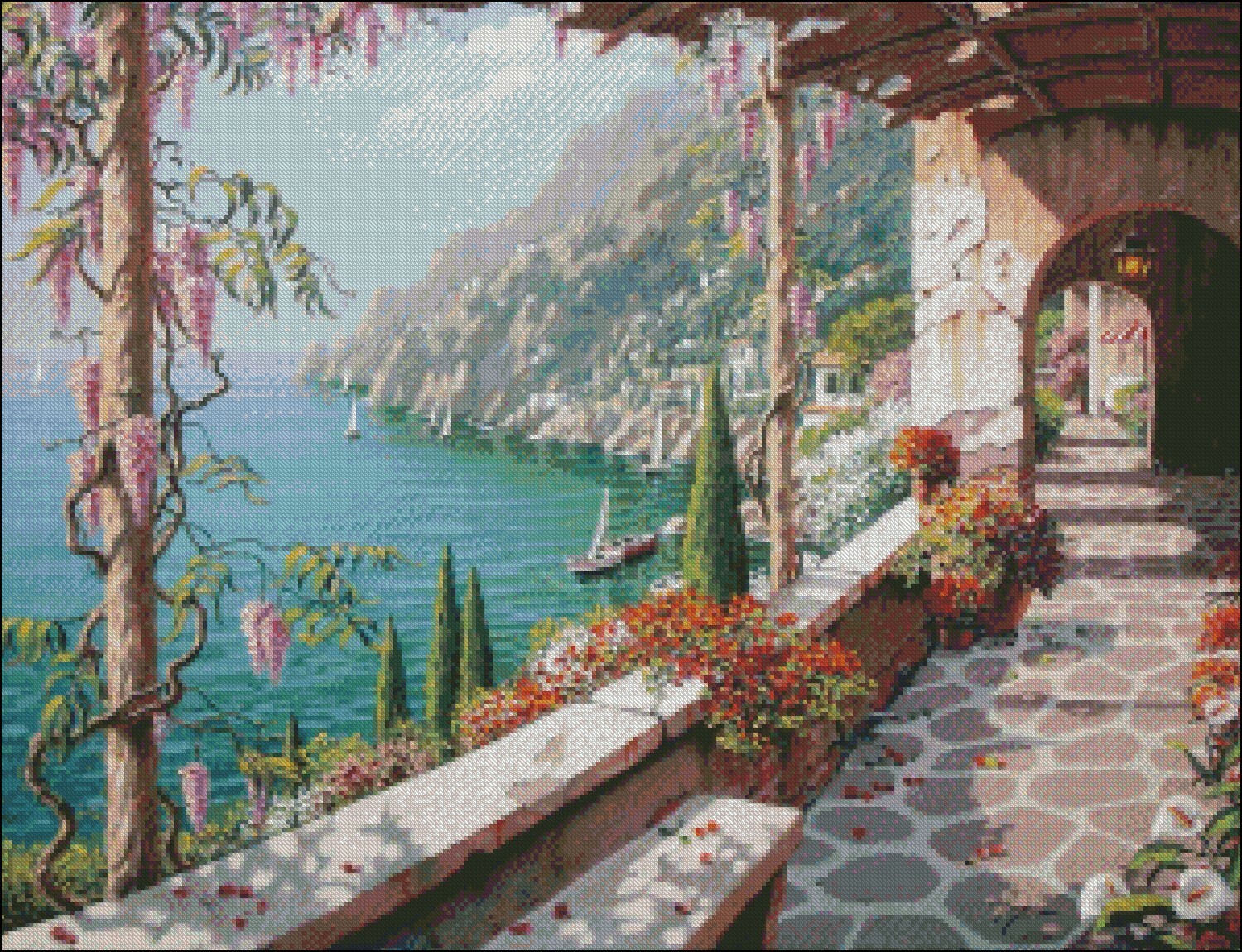 Villa in Capri - DIY Chart Counted Cross Stitch Pattern Needlework embroidery