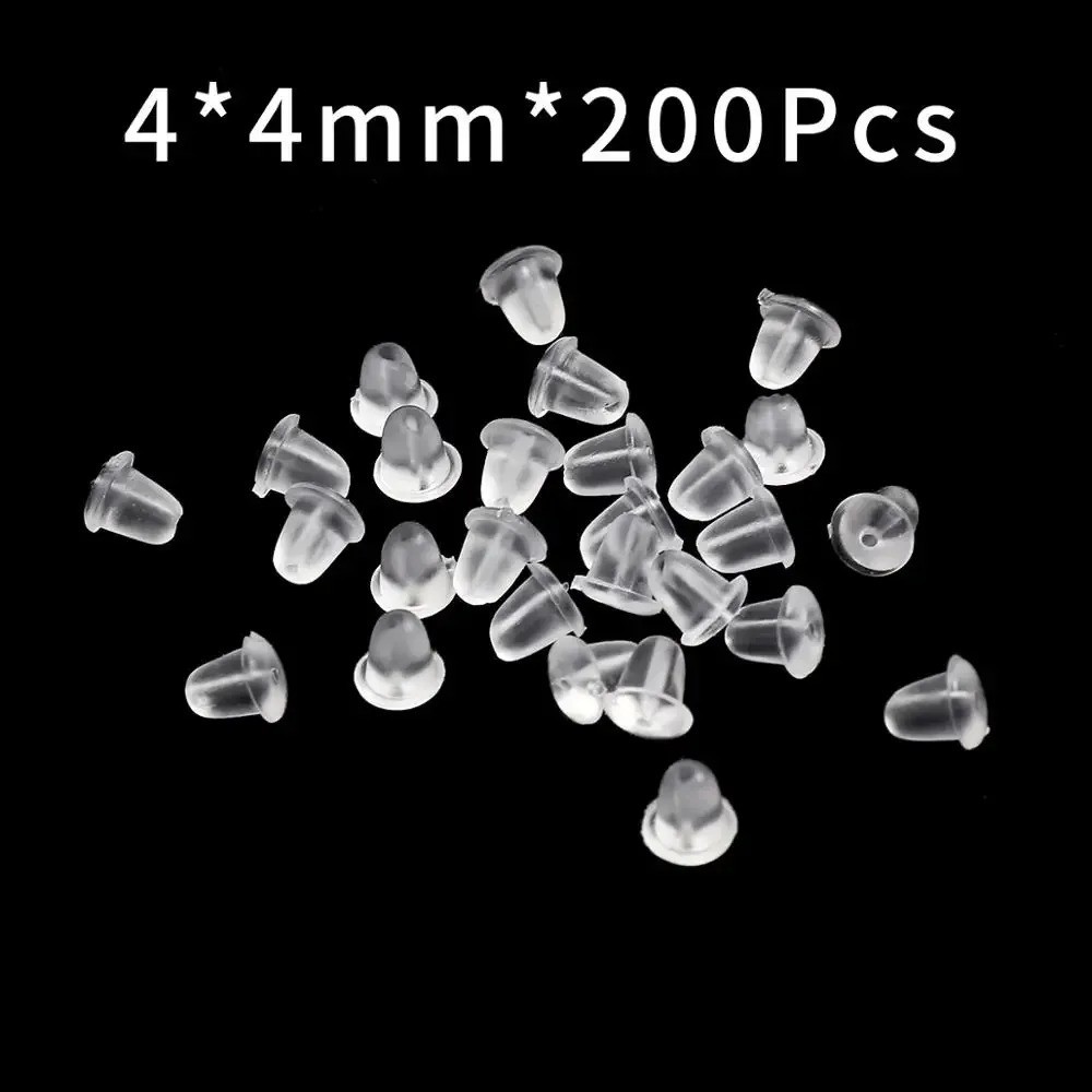 200pcsSilicone Rubber Earring Backs Stoppers Studs Earnut Retainers Soft Plastic