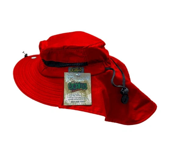 Gorilla Headgear Wide Brim Unisex Sun Outdoor Hat w/ Cooling Neck Guard XXL Red