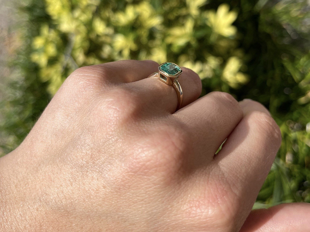 14k Natural Columbian Emerald Ring 14k Solid Yellow Gold