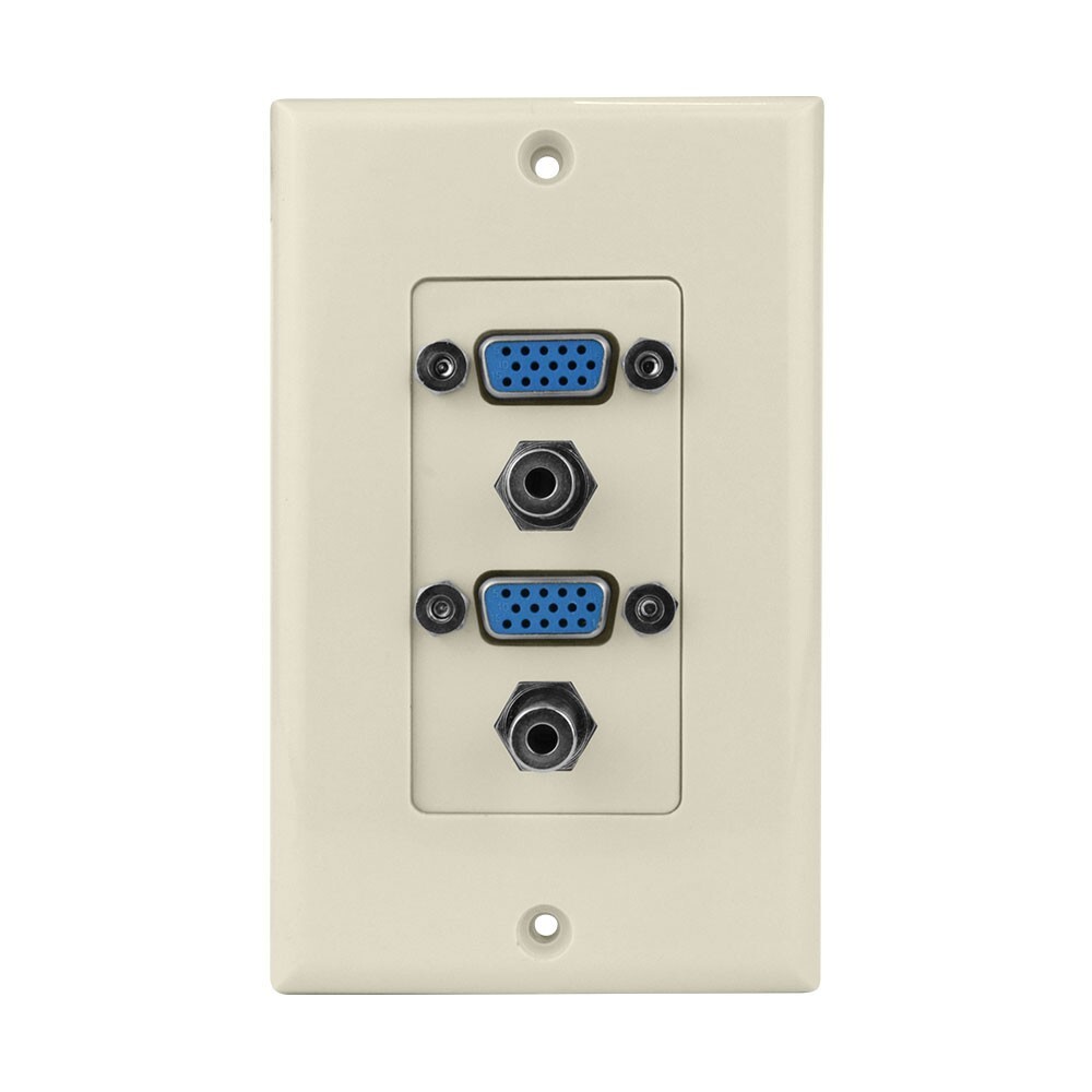 Construct Pro VGA + 3.5mm Dual Audio Wall Plate (Light Almond)