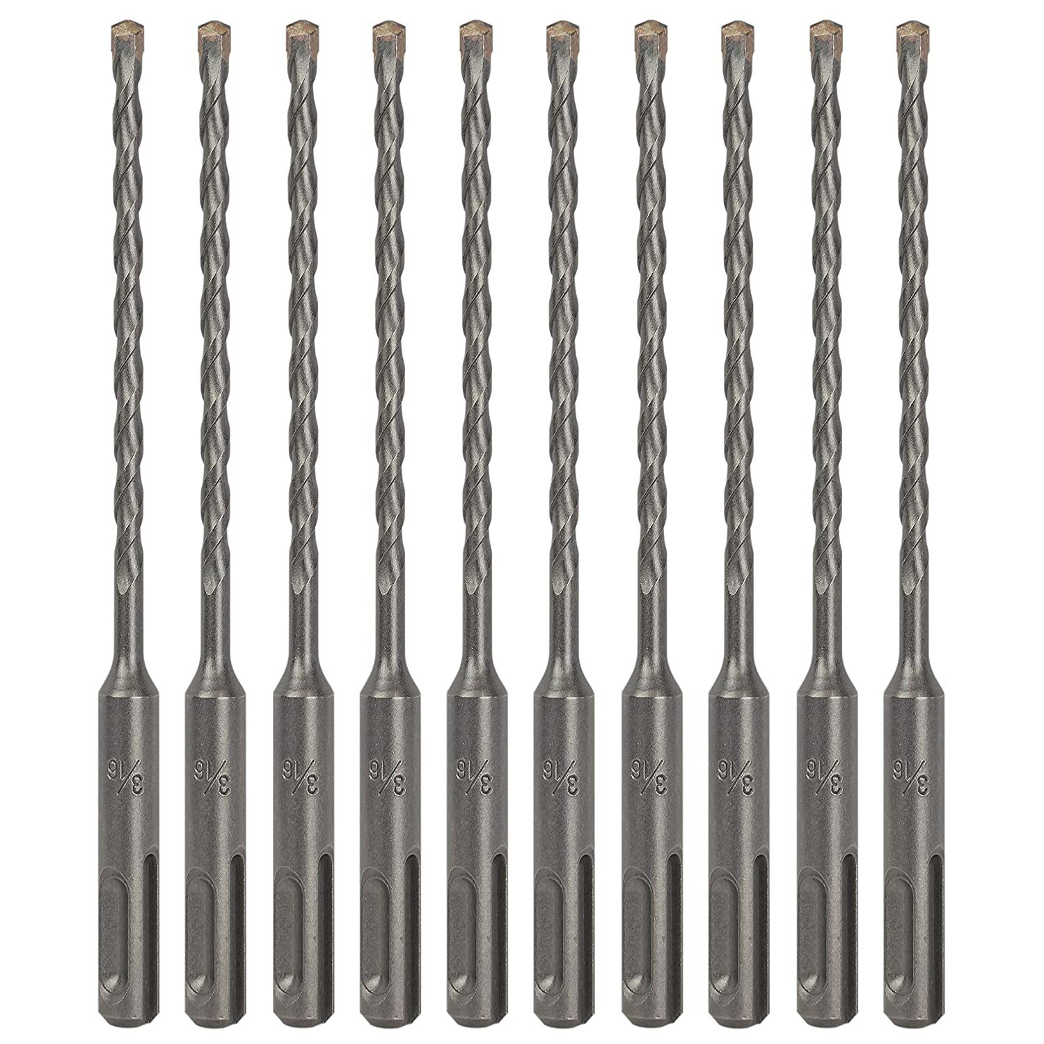 10PC 3/16" X6" Drill Bit Set SDS Plus Rotary Hammer Concrete Masonry Carbide Tip