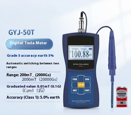 Tesla Meter Permanent Magnet Metal Probe Portable Magnetometer Digital