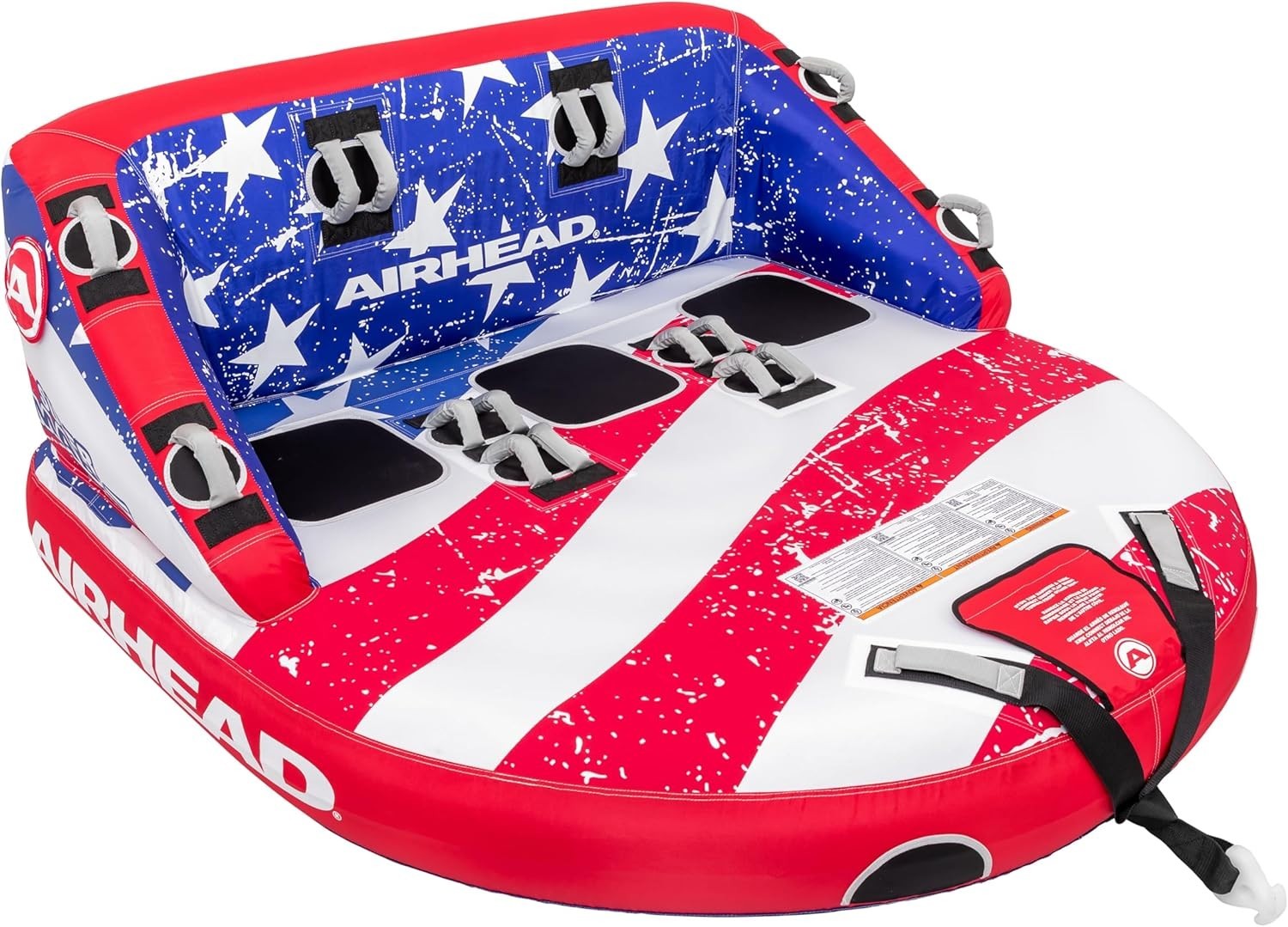 Airhead Super Mable 3 Rider Towable Tube Stars & Stripes Inflatable Boat Tube