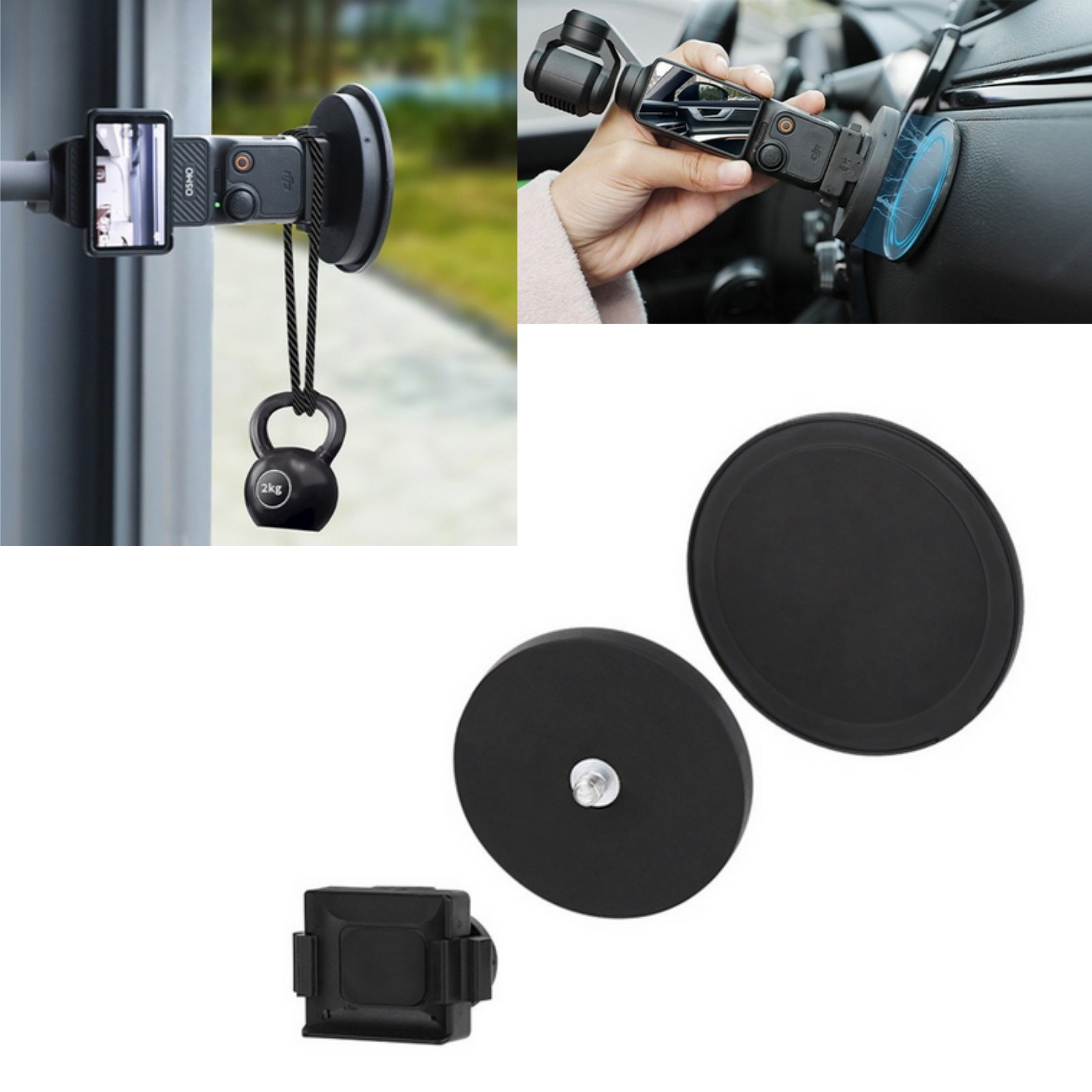 For OSMO Pocket 3 Magnetic Expansion Adapter Mount Car Suction Cup Desktop Base