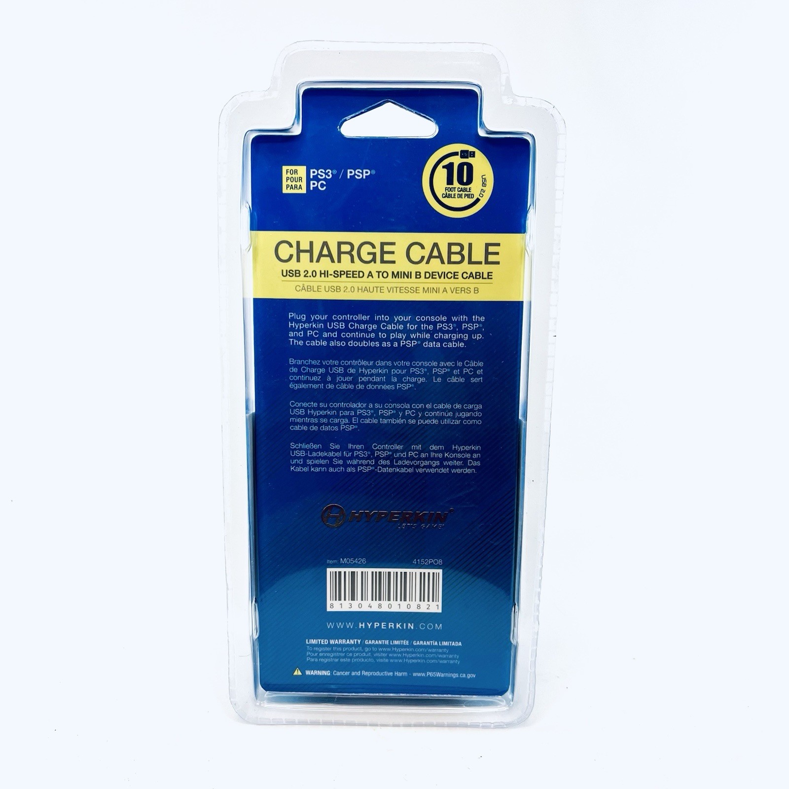 Hyperkin M05426 10ft Mini USB Cable for PS3 PSP PC - SHIPS FREE!